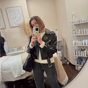 Maje Black Leather Jacket for Women